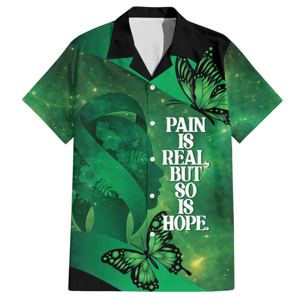 Personalised World Mental Health Awareness Month Family Matching Short Sleeve Bodycon Dress and Hawaiian Shirt Warriors Brave Strong Galaxy Vibes