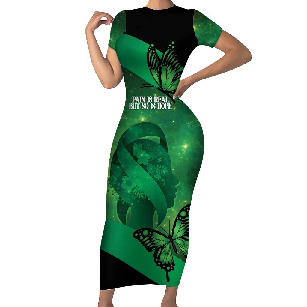 Personalised World Mental Health Awareness Month Family Matching Short Sleeve Bodycon Dress and Hawaiian Shirt Warriors Brave Strong Galaxy Vibes