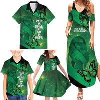 Personalised World Mental Health Awareness Month Family Matching Summer Maxi Dress and Hawaiian Shirt Warriors Brave Strong Galaxy Vibes