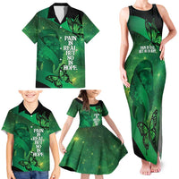 Personalised World Mental Health Awareness Month Family Matching Tank Maxi Dress and Hawaiian Shirt Warriors Brave Strong Galaxy Vibes