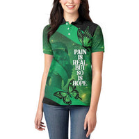 Personalised World Mental Health Awareness Month Women Polo Shirt Warriors Brave Strong Galaxy Vibes