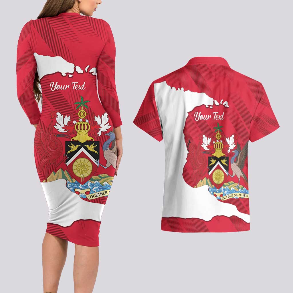 Personalized Trinidad and Tobago Independence Day Couples Matching Long Sleeve Bodycon Dress and Hawaiian Shirt August 31st Proud - Wonder Print Shop
