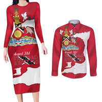 Personalized Trinidad and Tobago Independence Day Couples Matching Long Sleeve Bodycon Dress and Long Sleeve Button Shirt August 31st Proud - Wonder Print Shop