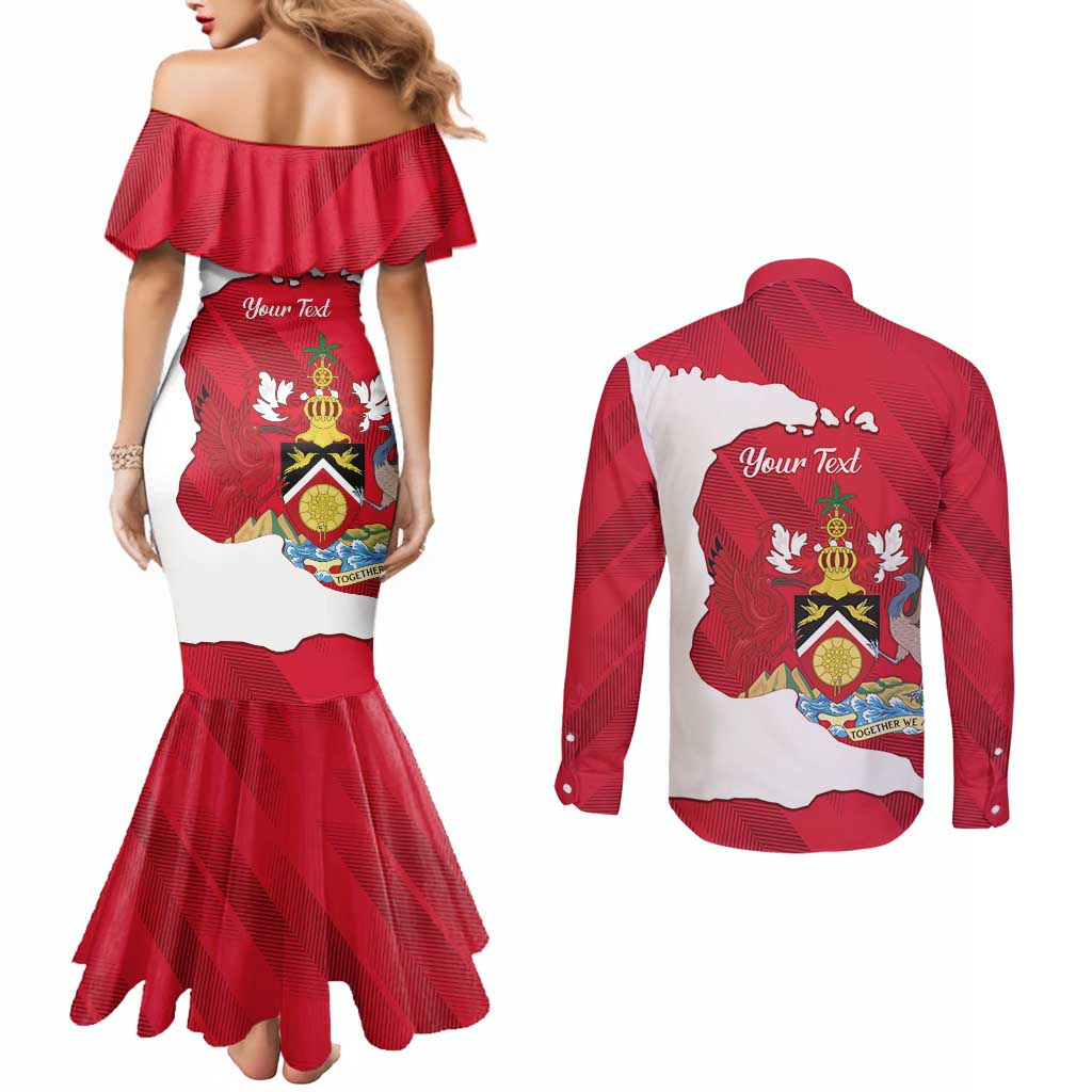 Personalized Trinidad and Tobago Independence Day Couples Matching Mermaid Dress and Long Sleeve Button Shirt August 31st Proud - Wonder Print Shop