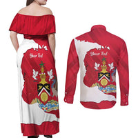 Personalized Trinidad and Tobago Independence Day Couples Matching Off Shoulder Maxi Dress and Long Sleeve Button Shirt August 31st Proud - Wonder Print Shop