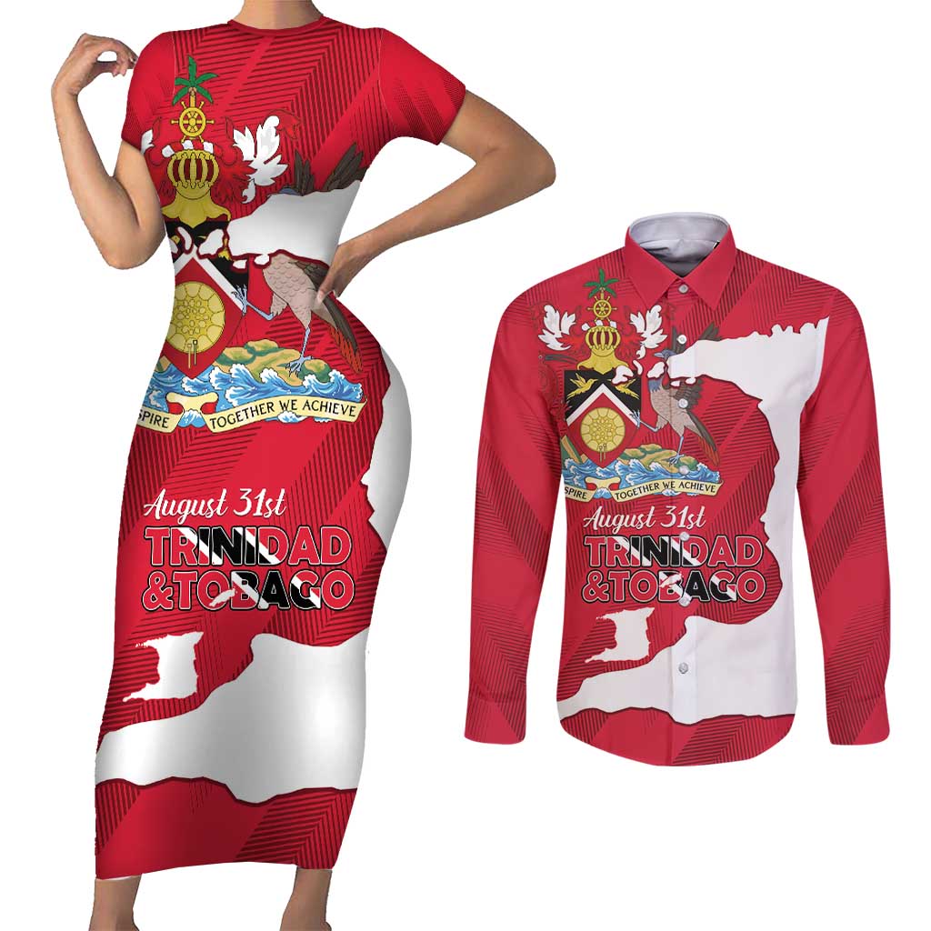 Personalized Trinidad and Tobago Independence Day Couples Matching Short Sleeve Bodycon Dress and Long Sleeve Button Shirt August 31st Proud - Wonder Print Shop