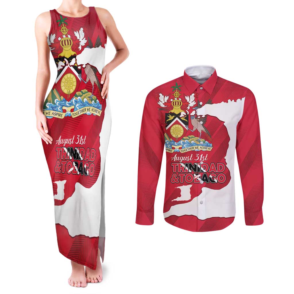 Personalized Trinidad and Tobago Independence Day Couples Matching Tank Maxi Dress and Long Sleeve Button Shirt August 31st Proud - Wonder Print Shop