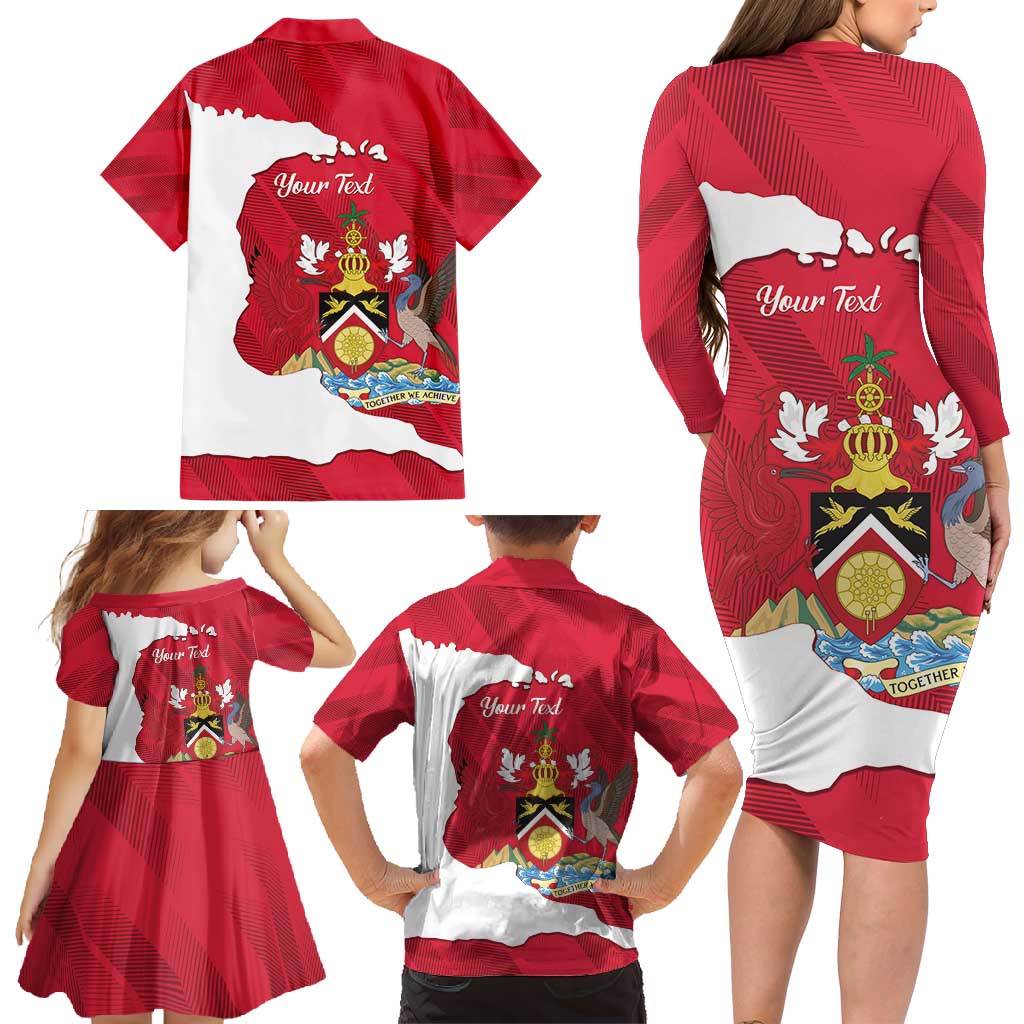 Personalized Trinidad and Tobago Independence Day Family Matching Long Sleeve Bodycon Dress and Hawaiian Shirt August 31st Proud - Wonder Print Shop