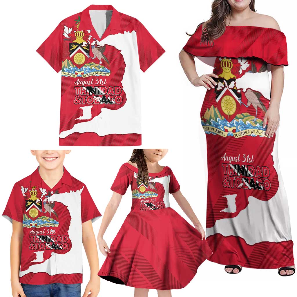 Personalized Trinidad and Tobago Independence Day Family Matching Off Shoulder Maxi Dress and Hawaiian Shirt August 31st Proud - Wonder Print Shop