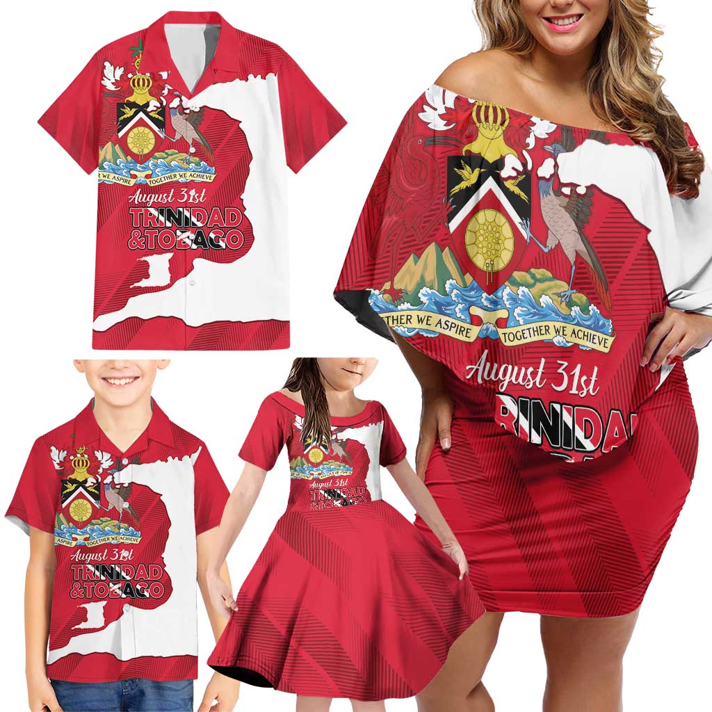 Personalized Trinidad and Tobago Independence Day Family Matching Off Shoulder Short Dress and Hawaiian Shirt August 31st Proud - Wonder Print Shop