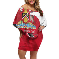 Personalized Trinidad and Tobago Independence Day Family Matching Off Shoulder Short Dress and Hawaiian Shirt August 31st Proud - Wonder Print Shop