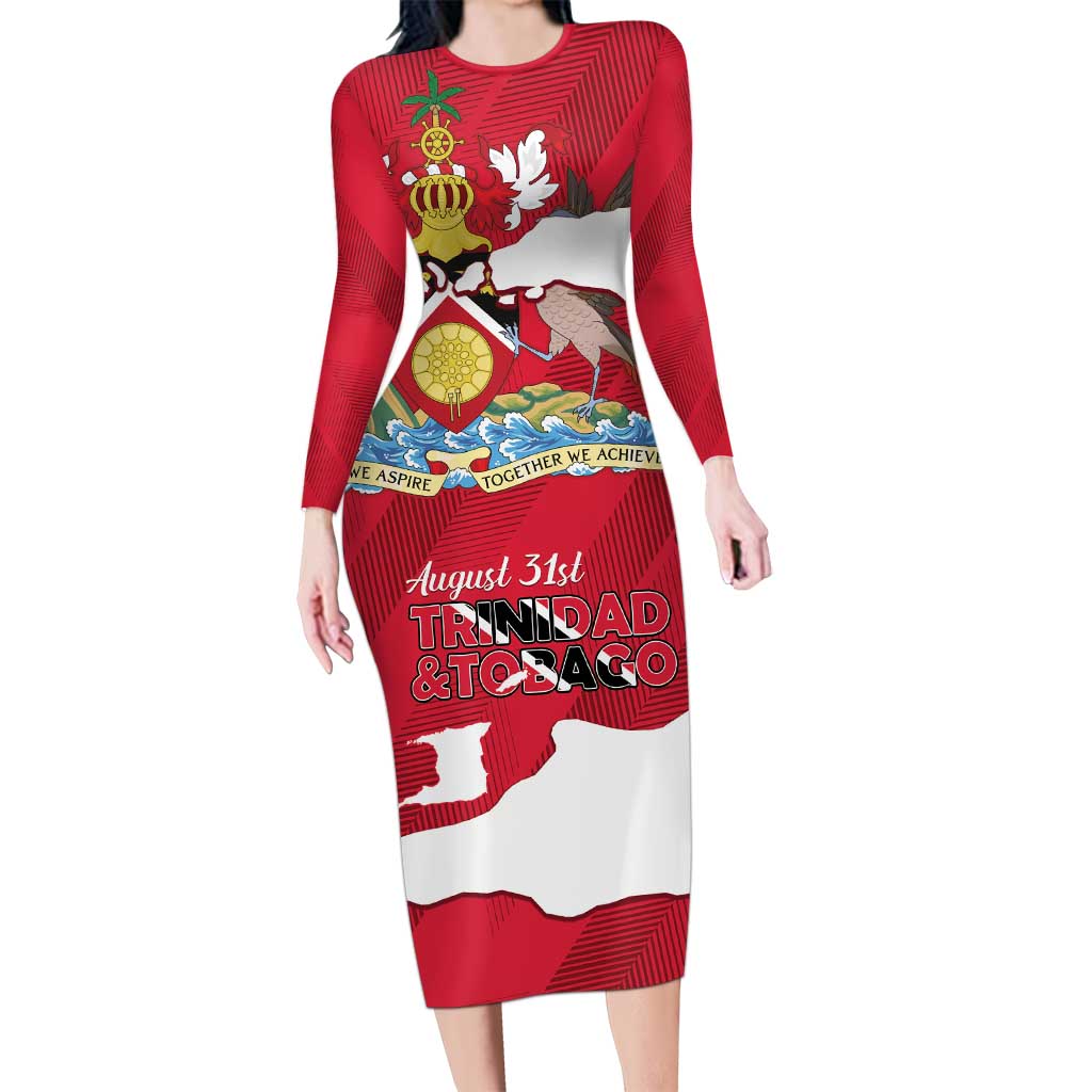 Personalized Trinidad and Tobago Independence Day Long Sleeve Bodycon Dress August 31st Proud - Wonder Print Shop