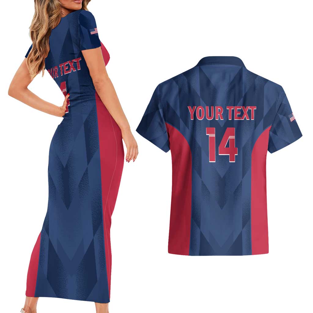 Custom USA Cricket Couples Matching Short Sleeve Bodycon Dress and Hawaiian Shirt Go United States Simple Version - Wonder Print Shop