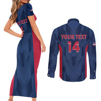 Custom USA Cricket Couples Matching Short Sleeve Bodycon Dress and Long Sleeve Button Shirt Go United States Simple Version - Wonder Print Shop