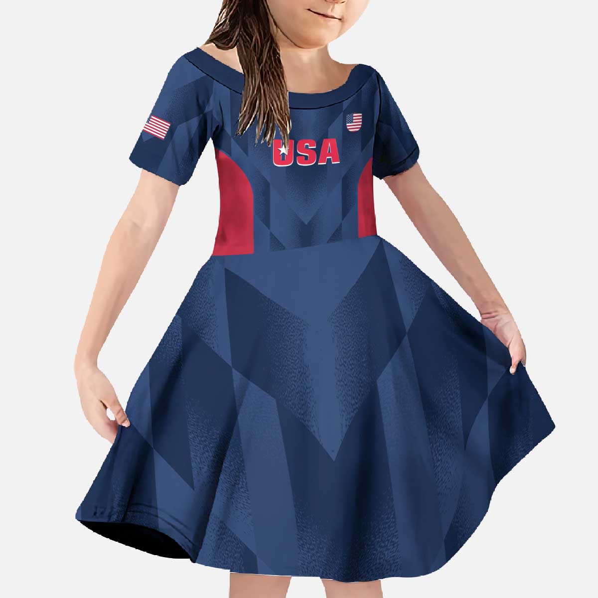 Custom USA Cricket Family Matching Off The Shoulder Long Sleeve Dress and Hawaiian Shirt Go United States Simple Version - Wonder Print Shop