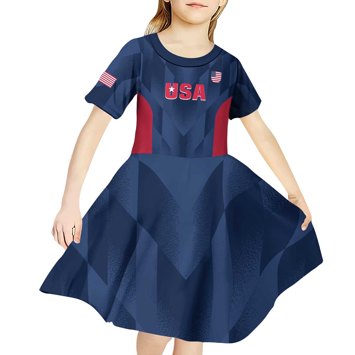 Custom USA Cricket Kid Short Sleeve Dress Go United States Simple Version - Wonder Print Shop