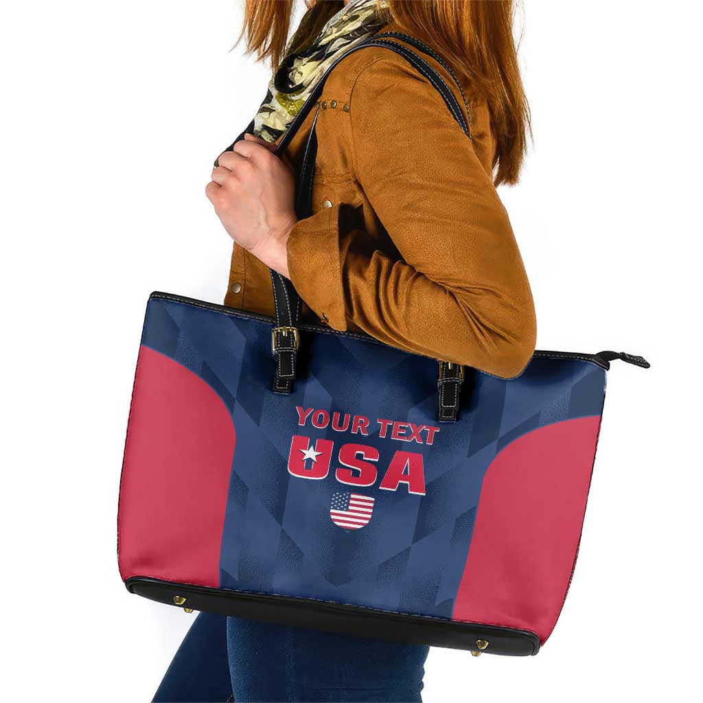 Custom USA Cricket Leather Tote Bag Go United States Simple Version - Wonder Print Shop