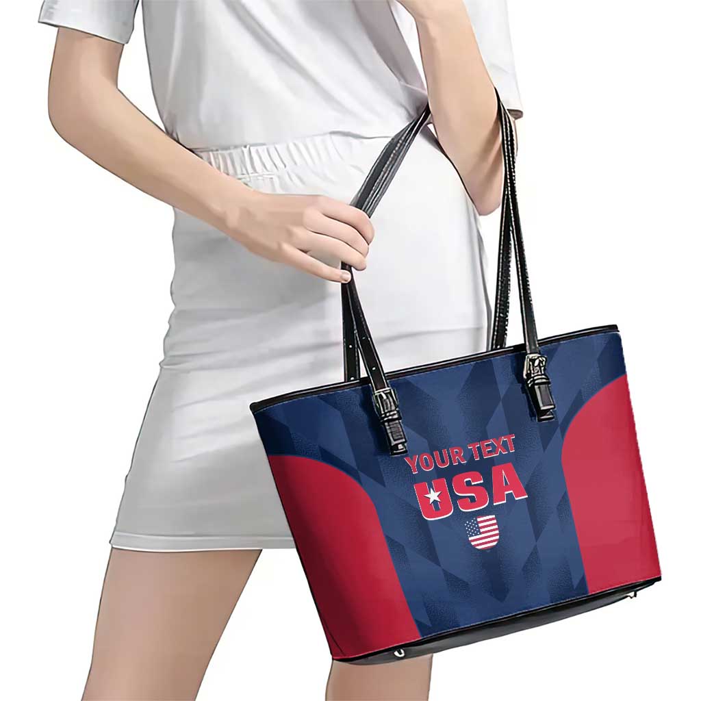 Custom USA Cricket Leather Tote Bag Go United States Simple Version - Wonder Print Shop