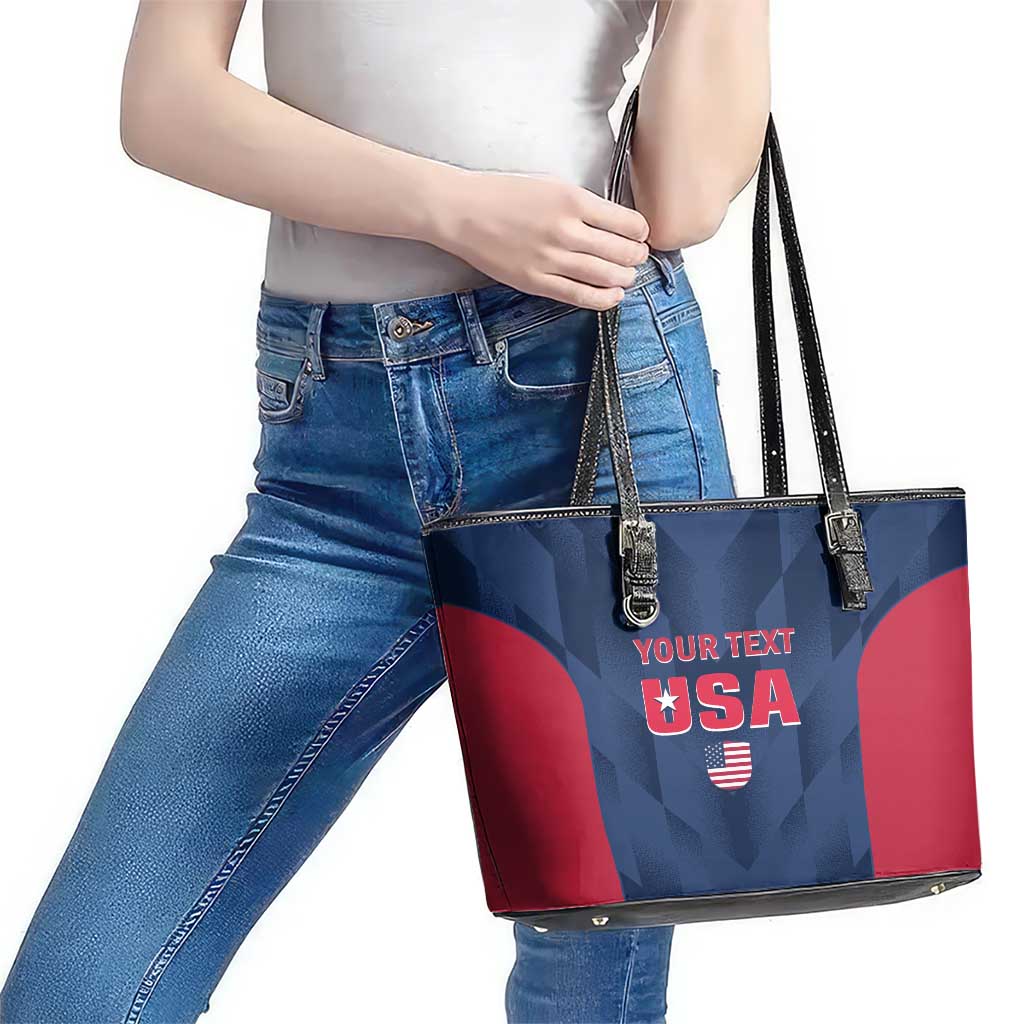 Custom USA Cricket Leather Tote Bag Go United States Simple Version - Wonder Print Shop