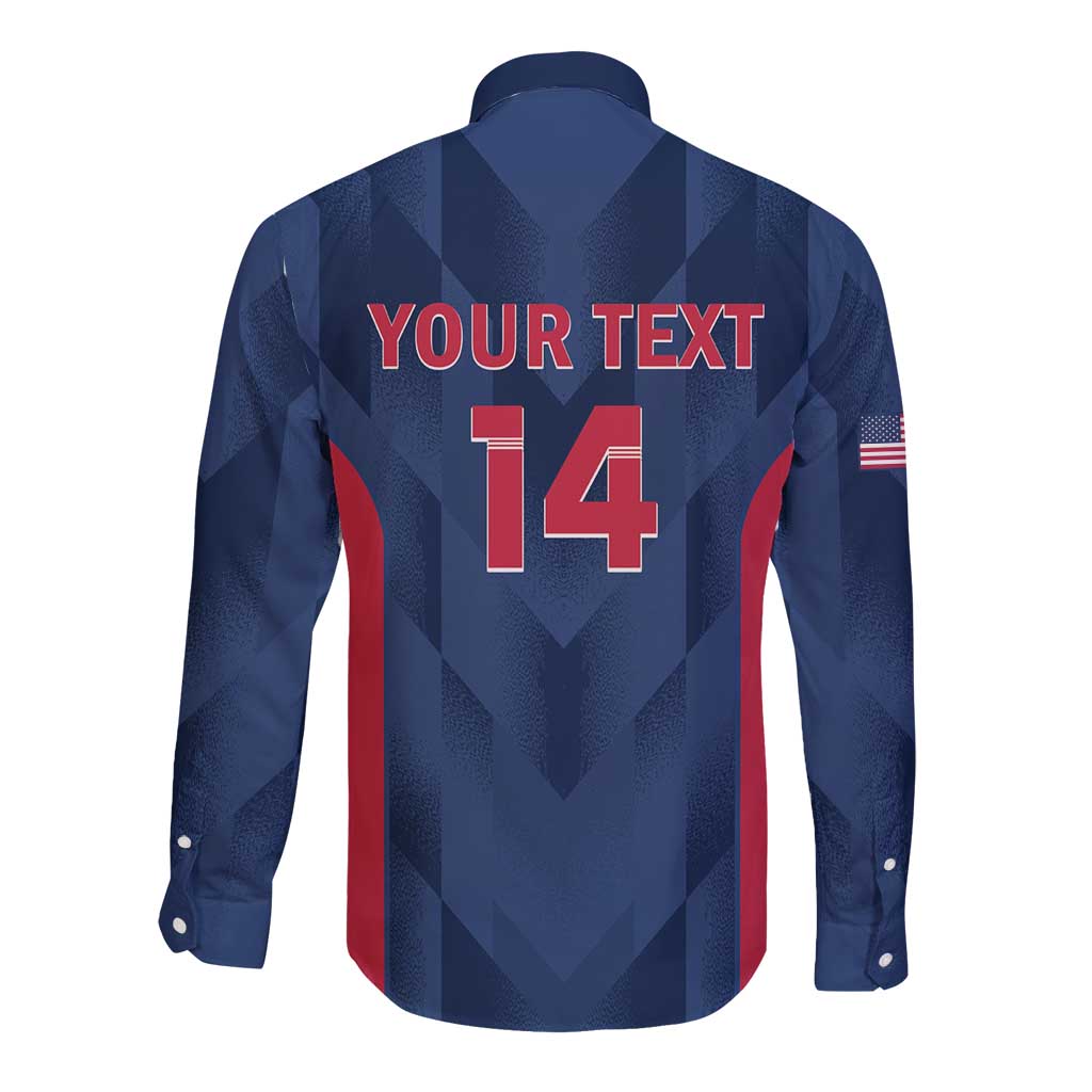 Custom USA Cricket Long Sleeve Button Shirt Go United States Simple Version - Wonder Print Shop