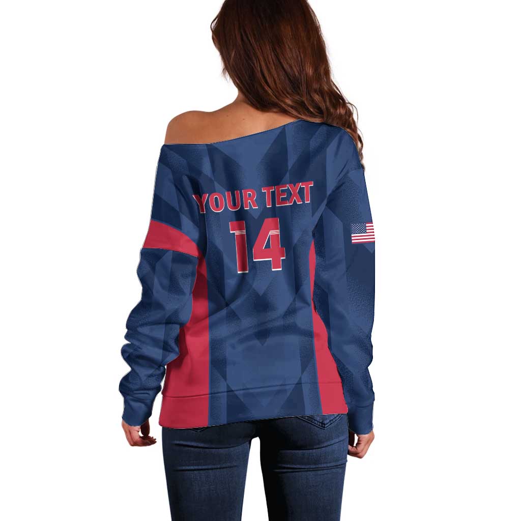 Custom USA Cricket Off Shoulder Sweater Go United States Simple Version - Wonder Print Shop