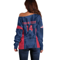 Custom USA Cricket Off Shoulder Sweater Go United States Simple Version - Wonder Print Shop