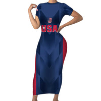 Custom USA Cricket Short Sleeve Bodycon Dress Go United States Simple Version - Wonder Print Shop
