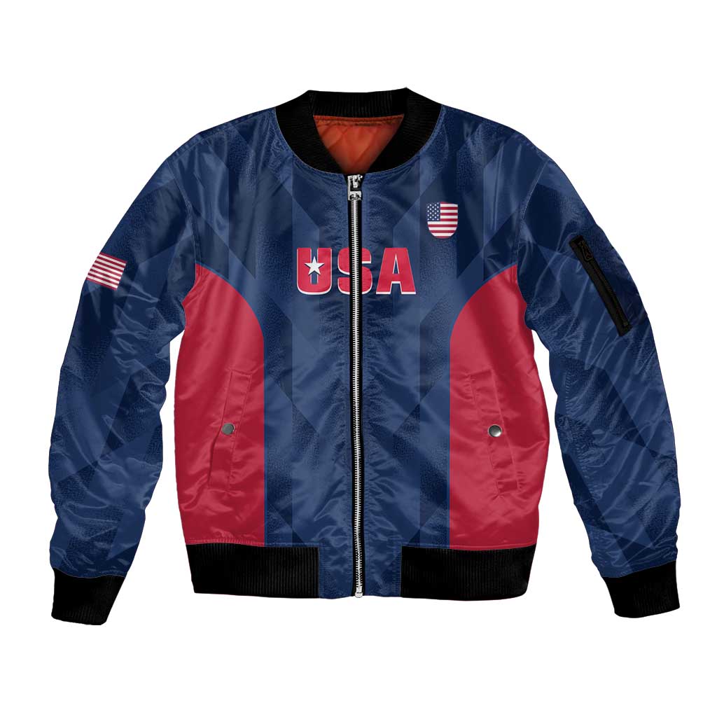 Custom USA Cricket Sleeve Zip Bomber Jacket Go United States Simple Version - Wonder Print Shop