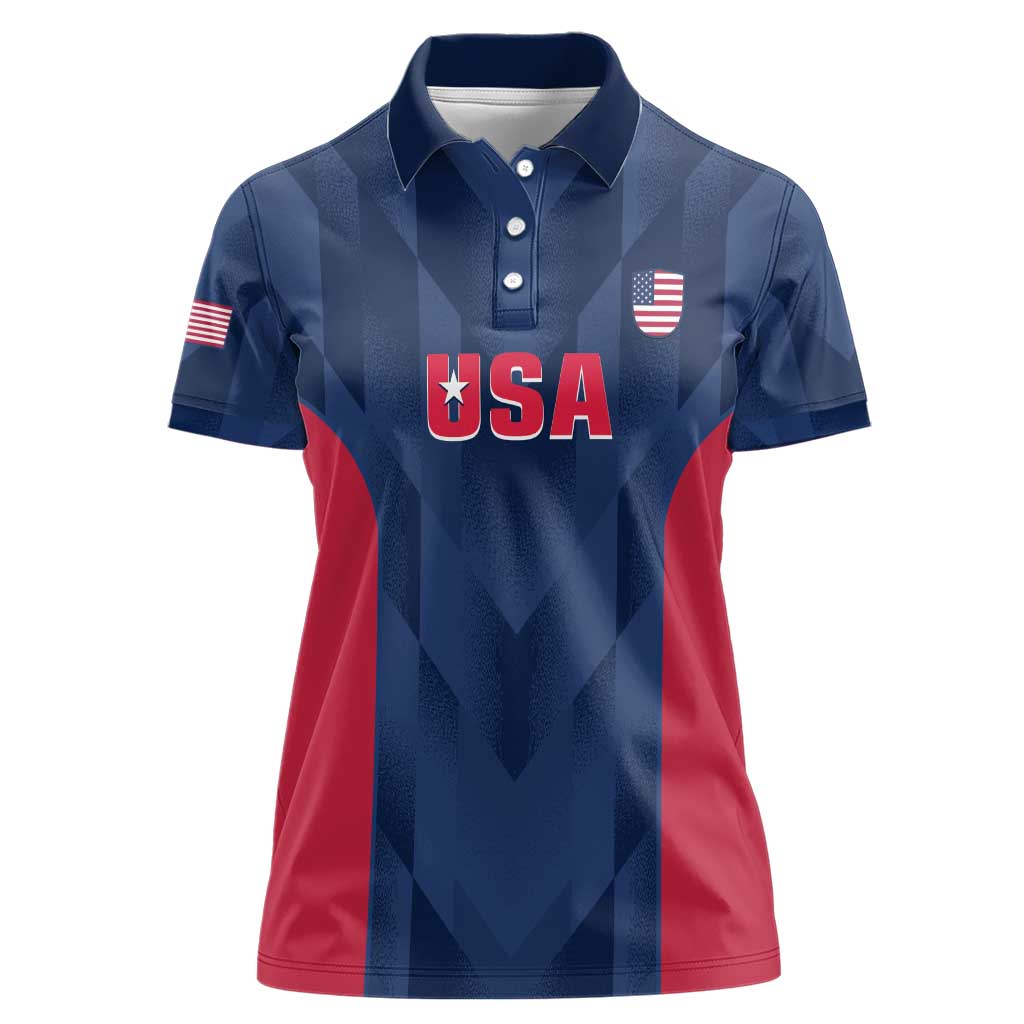 Custom USA Cricket Women Polo Shirt Go United States Simple Version - Wonder Print Shop