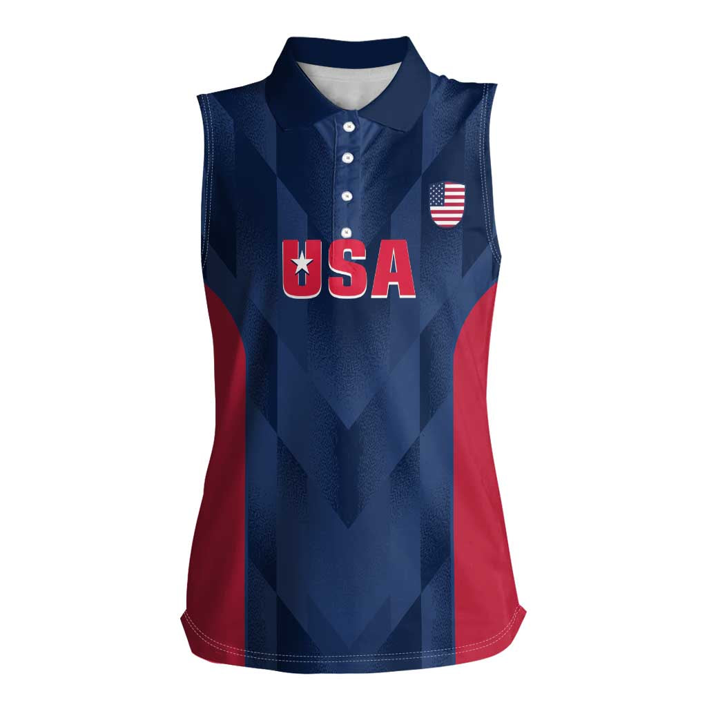 Custom USA Cricket Women Sleeveless Polo Shirt Go United States Simple Version - Wonder Print Shop
