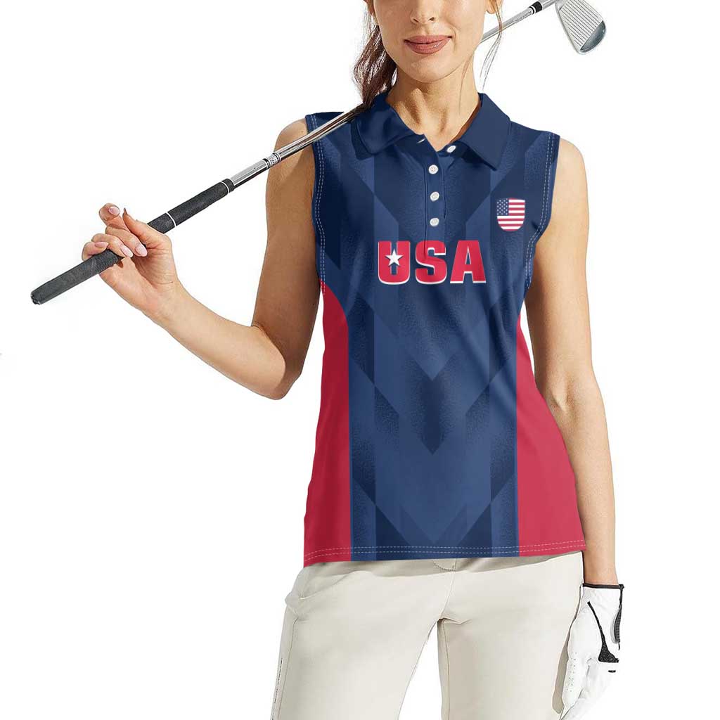 Custom USA Cricket Women Sleeveless Polo Shirt Go United States Simple Version - Wonder Print Shop