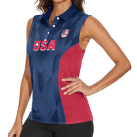 Custom USA Cricket Women Sleeveless Polo Shirt Go United States Simple Version - Wonder Print Shop