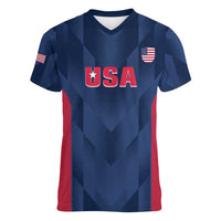 Custom USA Cricket Women V-Neck T-Shirt Go United States Simple Version - Wonder Print Shop