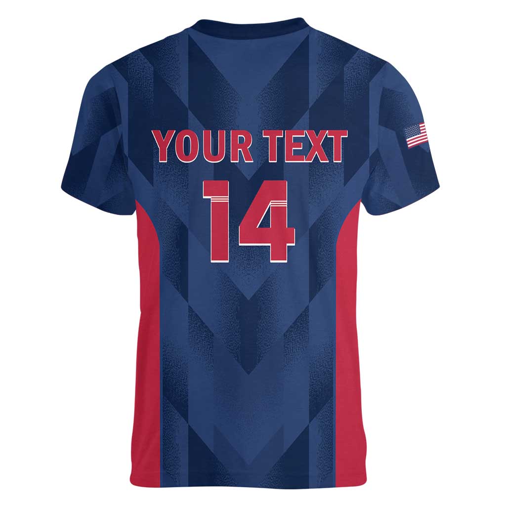 Custom USA Cricket Women V-Neck T-Shirt Go United States Simple Version - Wonder Print Shop