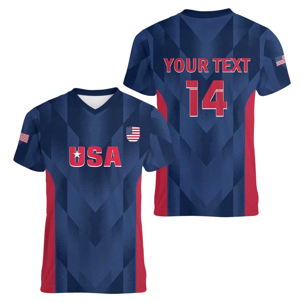 Custom USA Cricket Women V-Neck T-Shirt Go United States Simple Version - Wonder Print Shop