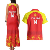 Custom Kyrgyzstan Football Couples Matching Tank Maxi Dress and Hawaiian Shirt Go White Falcons Sporty Style - Wonder Print Shop