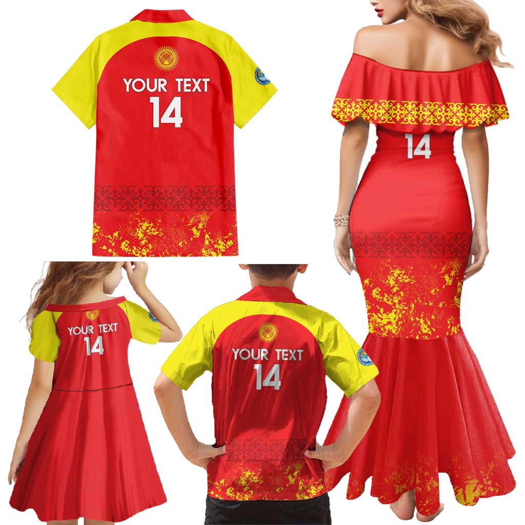 Custom Kyrgyzstan Football Family Matching Mermaid Dress and Hawaiian Shirt Go White Falcons Sporty Style - Wonder Print Shop
