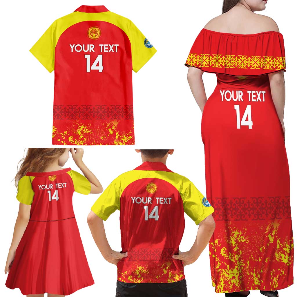 Custom Kyrgyzstan Football Family Matching Off Shoulder Maxi Dress and Hawaiian Shirt Go White Falcons Sporty Style - Wonder Print Shop