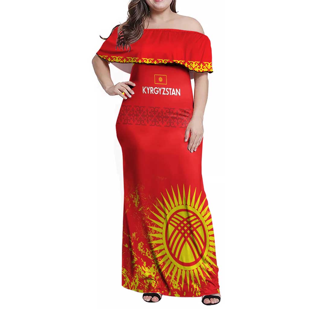 Custom Kyrgyzstan Football Family Matching Off Shoulder Maxi Dress and Hawaiian Shirt Go White Falcons Sporty Style - Wonder Print Shop