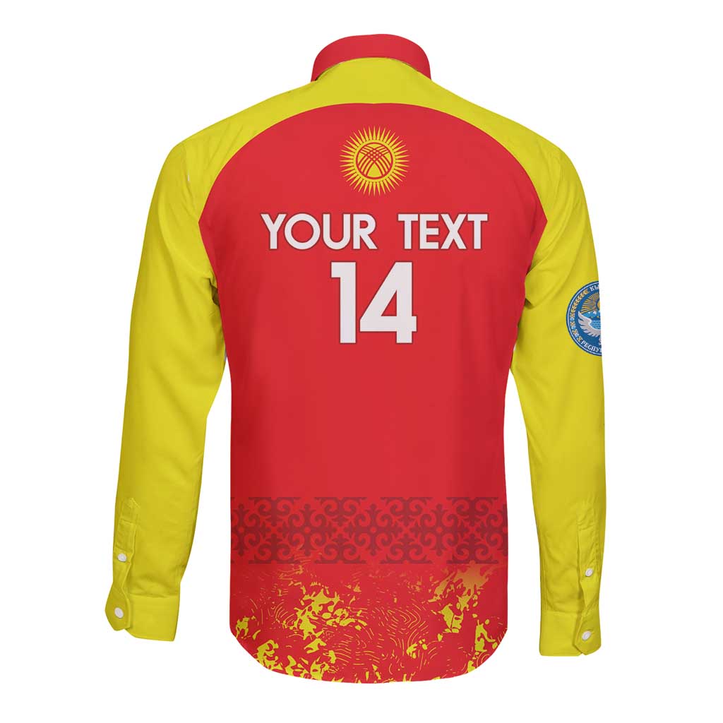 Custom Kyrgyzstan Football Long Sleeve Button Shirt Go White Falcons Sporty Style - Wonder Print Shop
