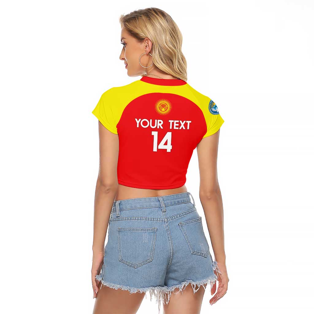 Custom Kyrgyzstan Football Raglan Cropped T Shirt Go White Falcons Sporty Style - Wonder Print Shop