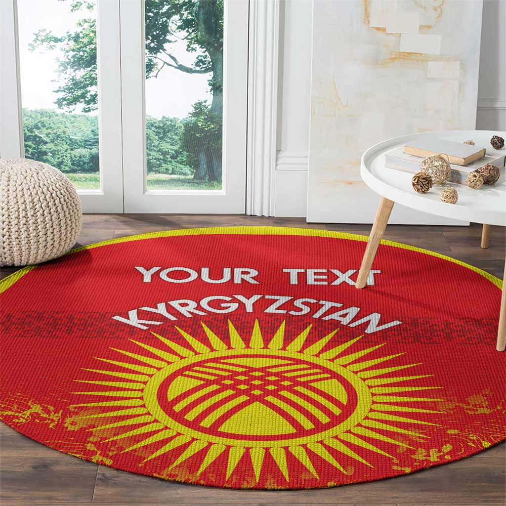 Custom Kyrgyzstan Football Round Carpet Go White Falcons Sporty Style