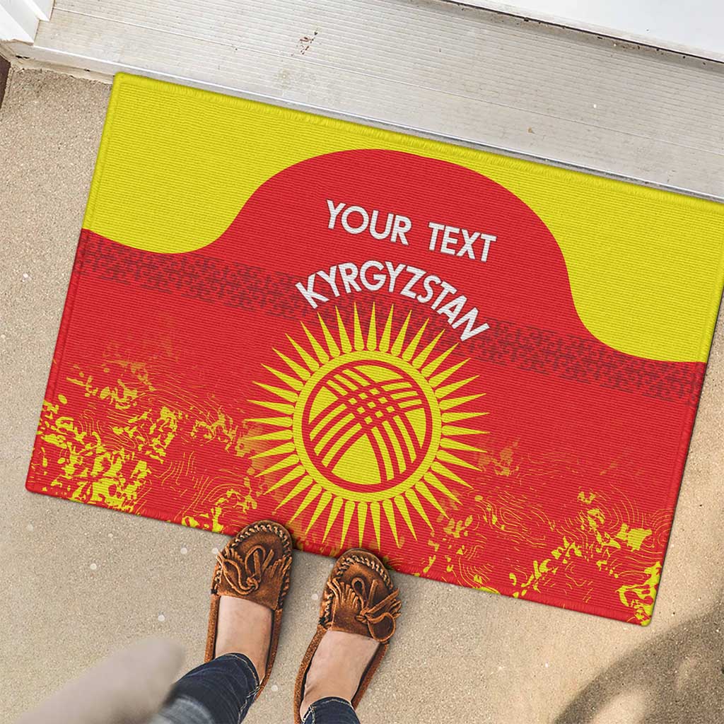 Custom Kyrgyzstan Football Rubber Doormat Go White Falcons Sporty Style - Wonder Print Shop