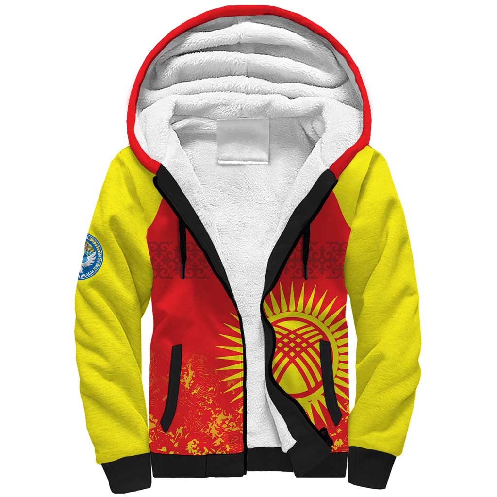 Custom Kyrgyzstan Football Sherpa Hoodie Go White Falcons Sporty Style - Wonder Print Shop
