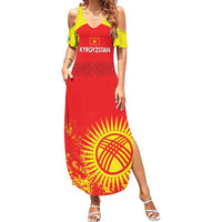 Custom Kyrgyzstan Football Summer Maxi Dress Go White Falcons Sporty Style - Wonder Print Shop