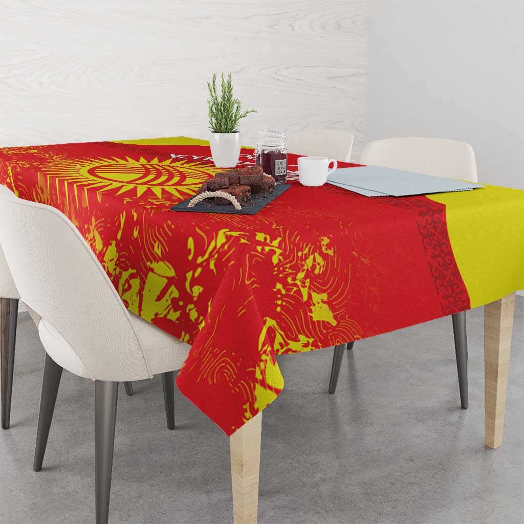 Custom Kyrgyzstan Football Tablecloth Go White Falcons Sporty Style - Wonder Print Shop