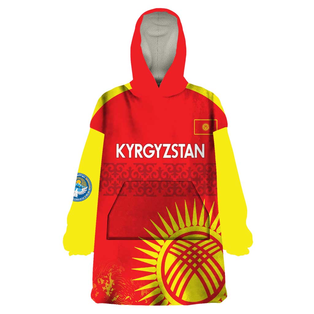 Custom Kyrgyzstan Football Wearable Blanket Hoodie Go White Falcons Sporty Style - Wonder Print Shop