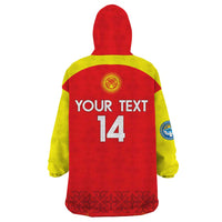 Custom Kyrgyzstan Football Wearable Blanket Hoodie Go White Falcons Sporty Style - Wonder Print Shop