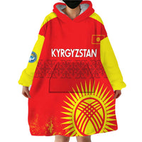 Custom Kyrgyzstan Football Wearable Blanket Hoodie Go White Falcons Sporty Style - Wonder Print Shop