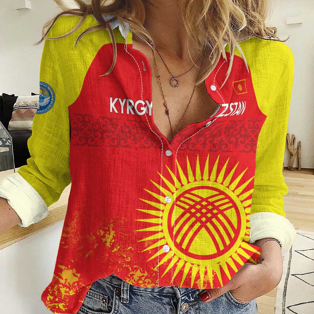 Custom Kyrgyzstan Football Women Casual Shirt Go White Falcons Sporty Style - Wonder Print Shop